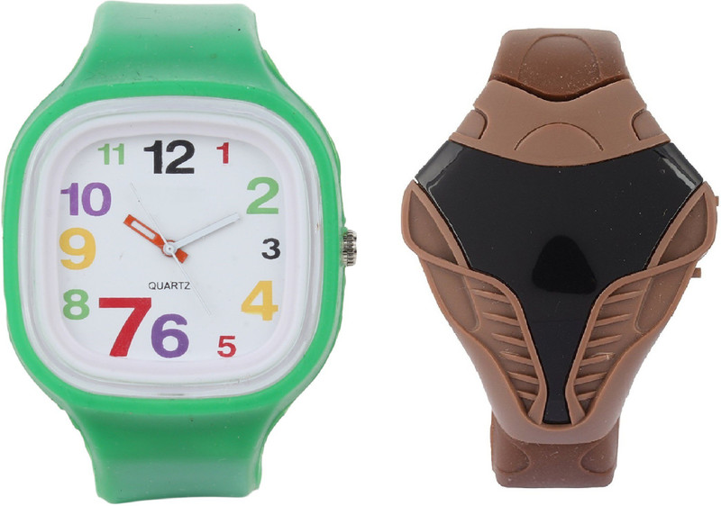 sooms BROWN COBRA DIGITAL LED BOYS WATCH WITH green strap BIG SIZE DIAL ANALOG UNISEX Analog-Digital Watch  - For Boys