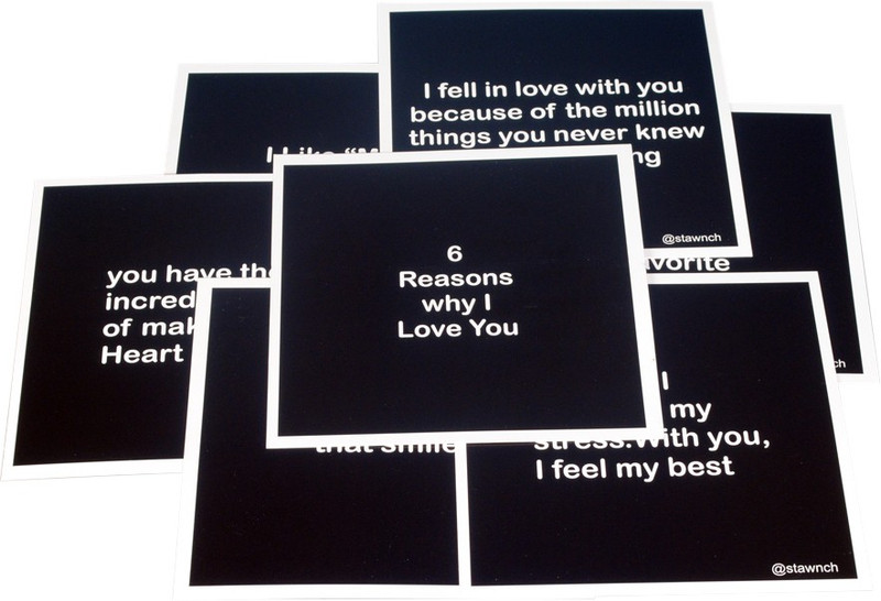 stawnch 6 REASONS WHY I LOVE YOU [SET OF 6 CARDS SIZE 6" X 6"] Greeting Card(Black, Pack of 1)