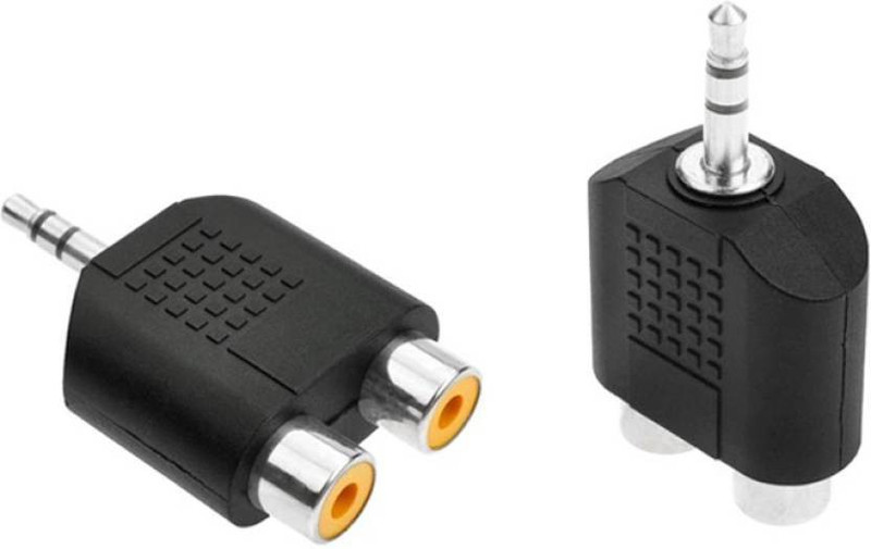 technology ahead 2 RCA Female to 3.5mm Aux Stereo Male Jack Connector 0 m Headphone Adapter(Compatible with Mobile, Laptop, Tablet, Mp3, Gaming Device, Black)
