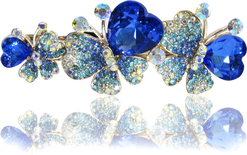 Dolls N Queens butterfly hearts Hair Clip(Blue)
