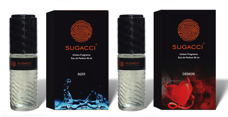 sugacci Aqui Eau de Parfum + Demon Eau de Parfum for Men and Women 50ml x 2 Perfumes Perfume  -  100 ml(For Men & Women)