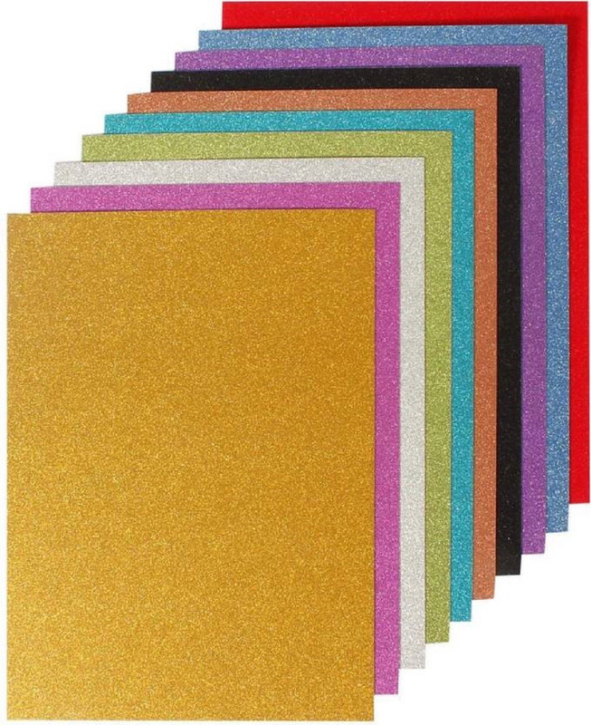 puffy eva Glitter foam sheet 10 different color A4 size 2mm Thickness Set Of 10Sheet