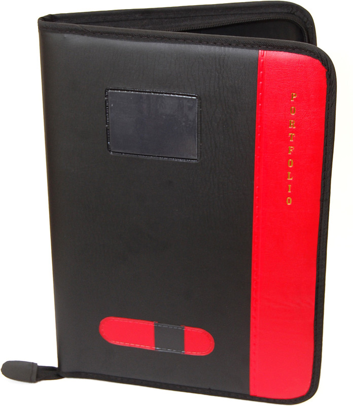 kittu faux leather B4(BIGGER THAN A4) SIZE EXECUTIVE DOCUMENT FILE 20 LEAFS(Set Of 1, Red, Black)