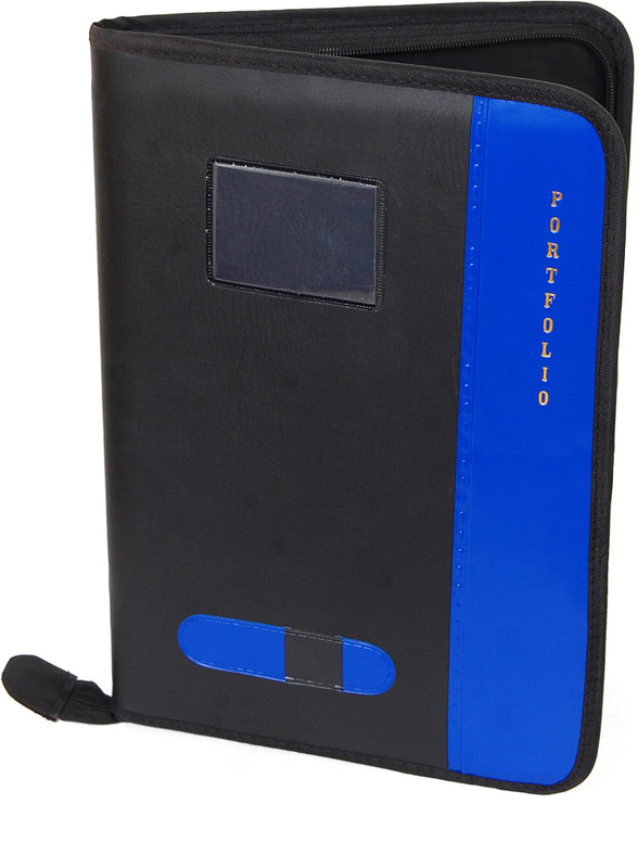 kittu FAUX LEATHER B4 size (BIGGER THAN A4) Blue color Executive Files And Folders, Certificate, Documents Holder With 20 Leaf ( size B4 )(Set Of 1, Black)