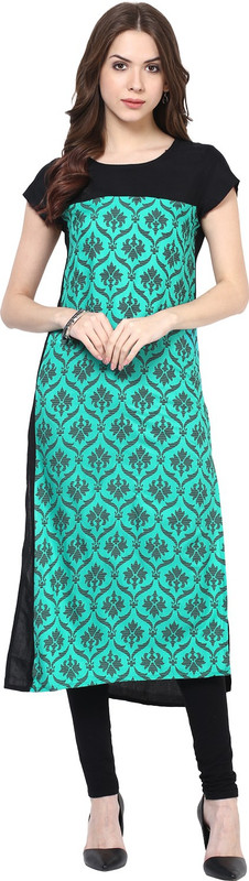 Krapal Printed Women's Straight Kurta(Green)