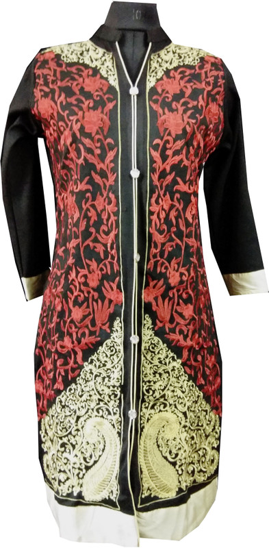 ductor Festive & Party Embroidered Women Kurti(Black)
