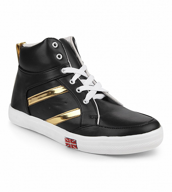 Bella Toes Women's Black Synthetic Leather Ankle Length Shoes Sneakers For Women(Black)