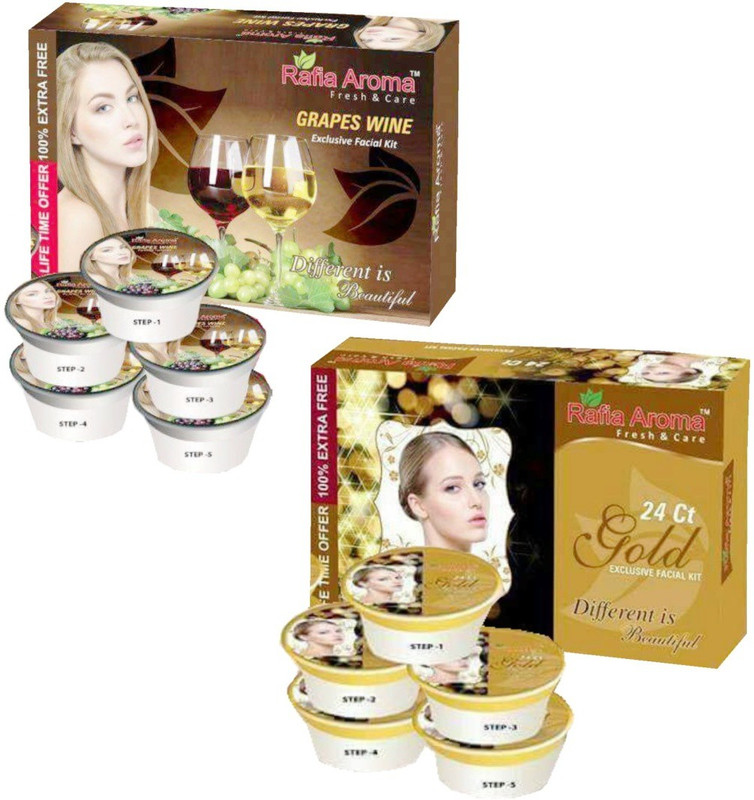 rafia aroma Wine 24Ct Gold Exclusive Facial Kit 660 g(Set of 2)