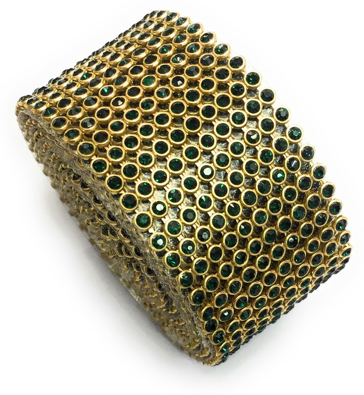 swing arts Jhumkas Jewellery Making Stone Sheet/Stone Lace 10 Line, Green (1.25 Mtr)