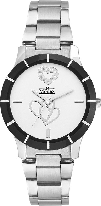 monax MW503 White Dial With Heart Printed Analog Watch  - For Women