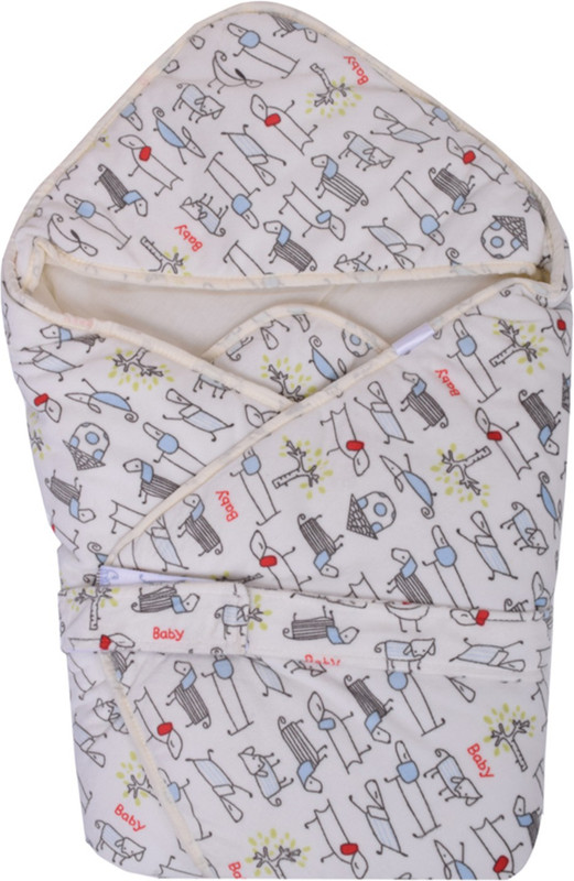 Momsyard Printed, Animal Single Hooded Baby Blanket(Polyester, White) Momsyard Printed, Animal Single Hooded Baby Blanket(Polyester, White)