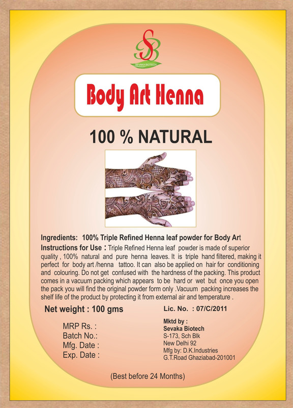 sevaka biotech Body Art Henna (100 gm)(100 g)