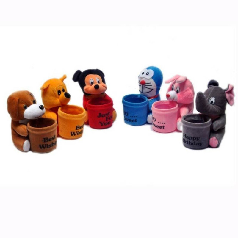 fizznfusion set of 6 soft toy pen stand  - 15(Multicolor)