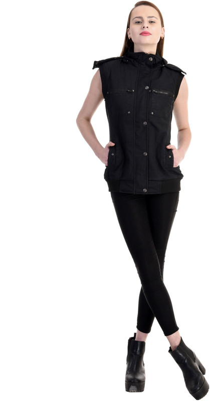 Zupe Sleeveless Self Design Women Jacket
