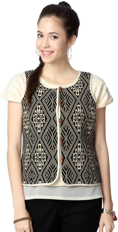 People Sleeveless Printed Women Jacket