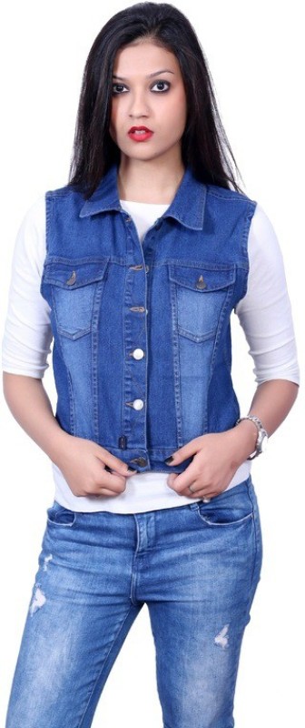 style souk Sleeveless Solid Women Denim Jacket