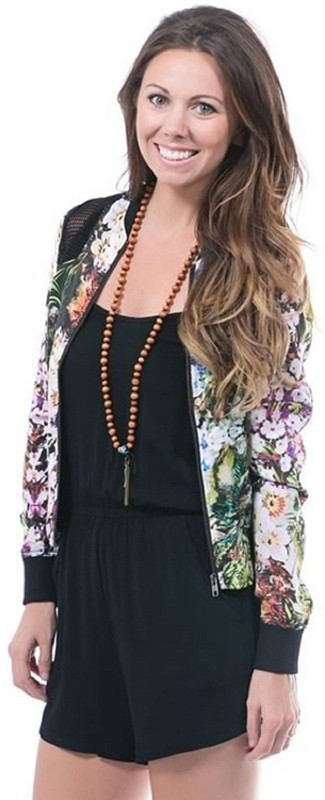 Ladakh Full Sleeve Floral Print Women Bomber Jacket
