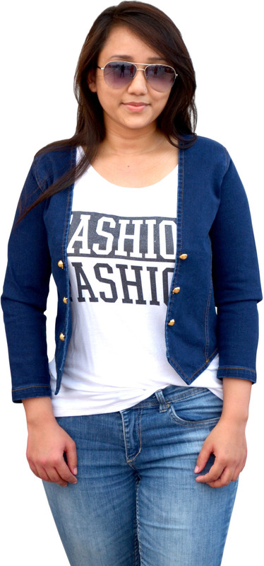 Aarti Collections Self Design Women Denim Jacket