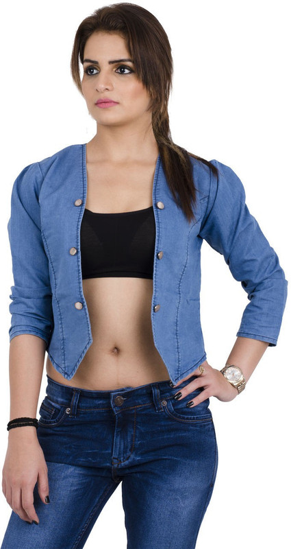 Pop Cherry Full Sleeve Self Design Women Denim Jacket