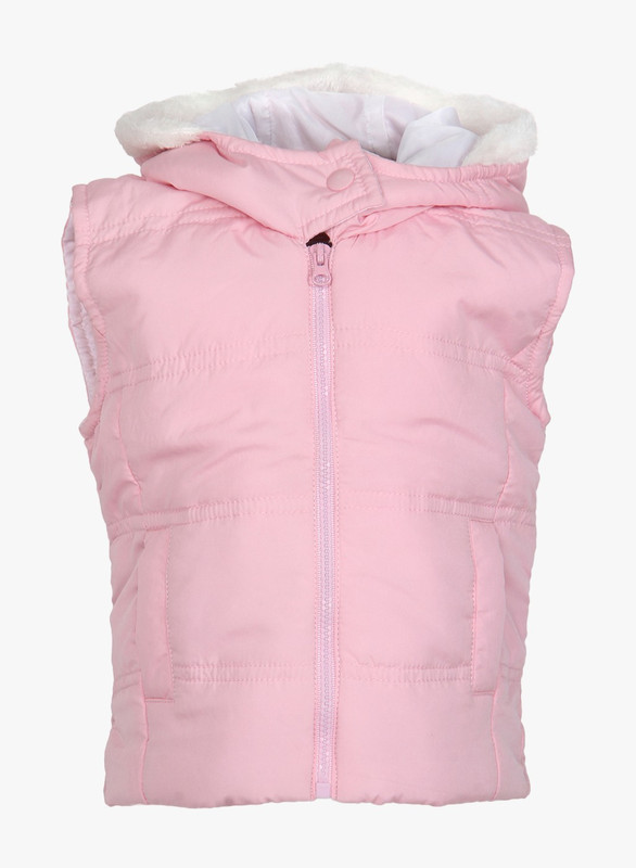 Baby League Sleeveless Solid Baby Girls Quilted Jacket