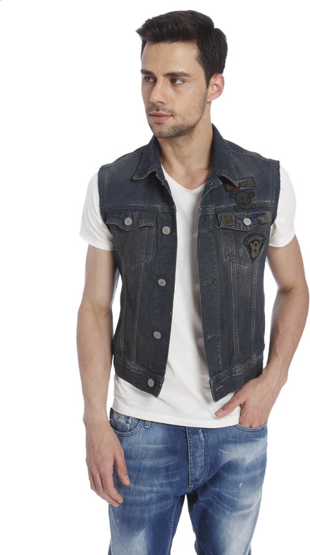 Jack & Jones Sleeveless Solid Men Denim Jacket