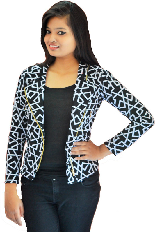 Zebra Path Full Sleeve Geometric Print Women Jacket