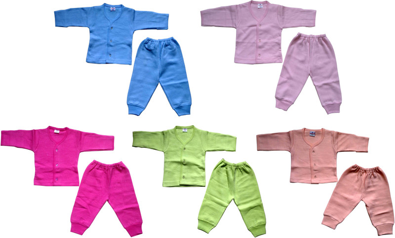 xchildhood Top - Pyjama Set For Boys & Girls(Multicolor, Pack of 5)