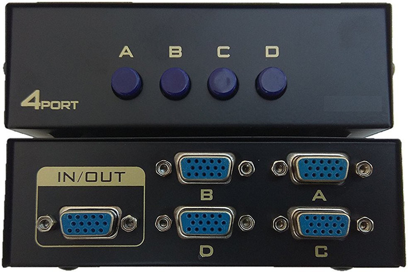 LipiWorld TV-out Cable 4 Port Manual VGA Switch Splitter(Black, For DVD)