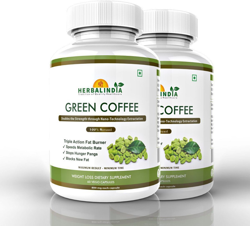 shree herbal india Green Coffee Bean Extract for Weight Loss, 100 % Pure & Natural Weight Management Supplement - 60 Veg Capsules(1600)