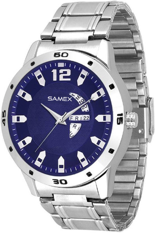 samex LATEST FASHIONABLE BRANDED BLUE DAY DATE SERIES COLOURED DIAL BEST POPULAR STYLISH DISCOUNT BLUE BIG DEAL FASHION SALES PRICE VALENTINE Analog Watch  - For Men