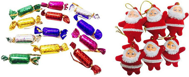 kidzoo Christmas Tree 12 Small Chocolates And 6 Red Santa Combo Hanging Ornaments Pack of 18