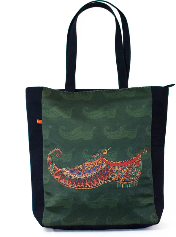 anartline Mojri Printed Tote Shoulder Bag(Green, 15 L)