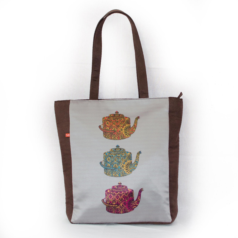anartline Kettle Printed Tote Shoulder Bag(Grey, 15 L)