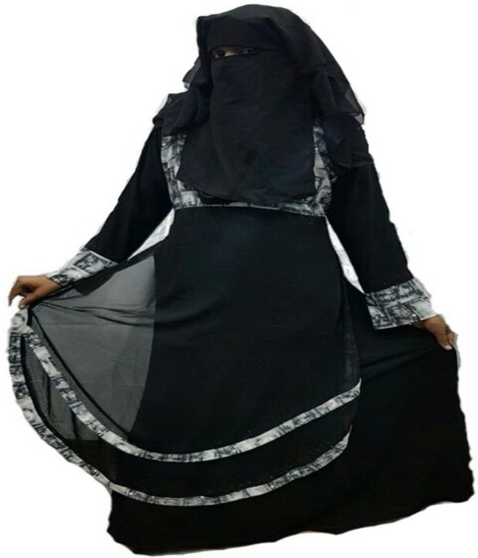 arabian black_karachi Polycotton Solid Abaya(Black)