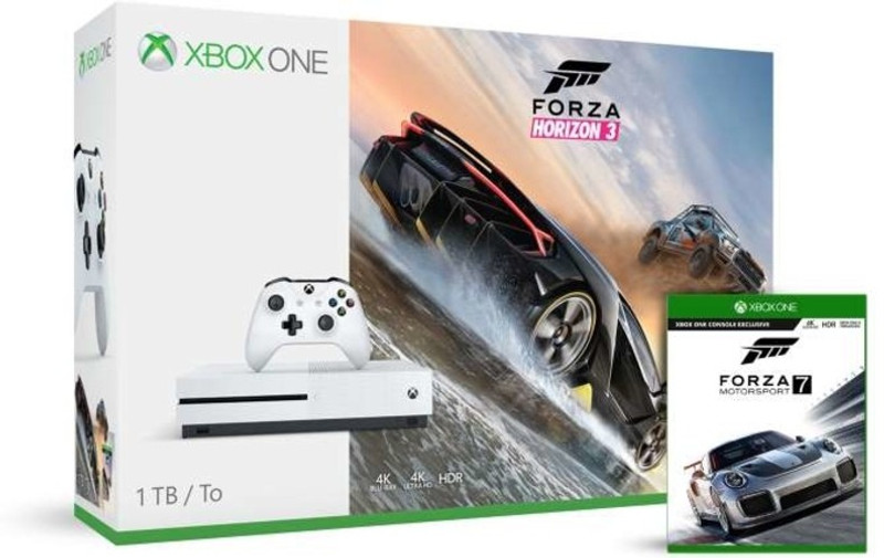 Microsoft Xbox One S Console One TB with Forza 7, Forza Horizon 3(White)