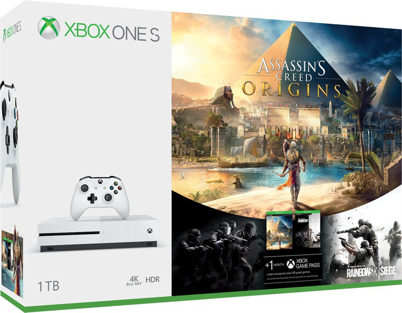 Microsoft Xbox One S 1 TB with Assassin's Creed Origins, Rainbow Six Siege(White)