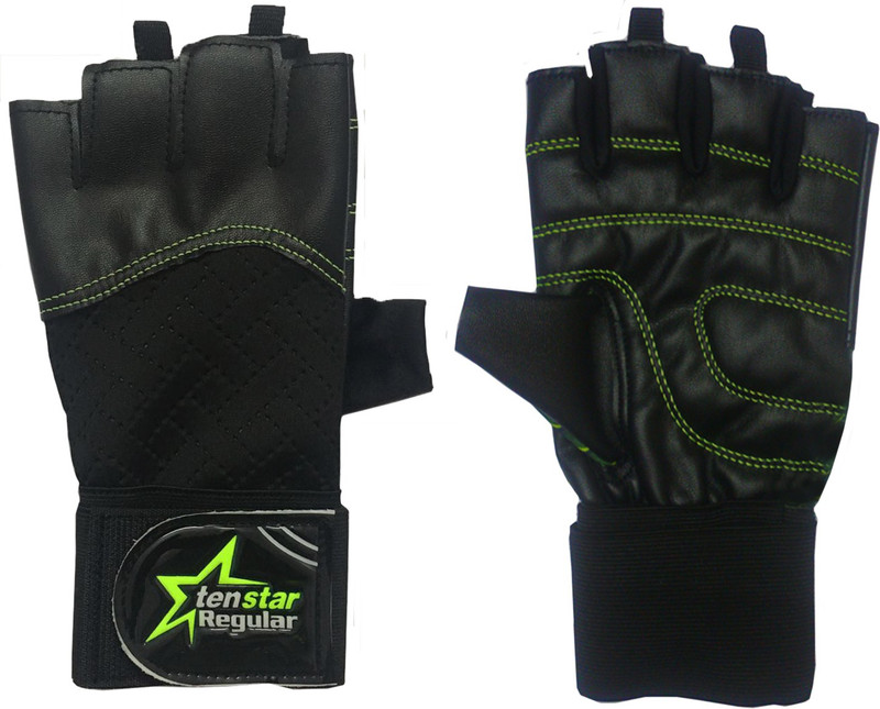 Tenstar Multipurpose Unisex Gym & Fitness Gloves (Free Size, Black, Green, Yellow)