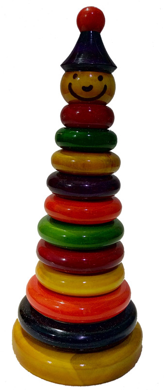 Crafts India Hand crafted Wooden Stacking Color Rings Cap - Big(Multicolor)