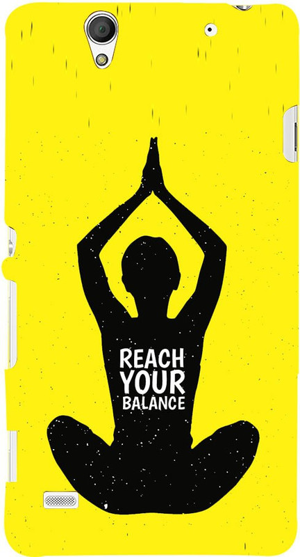 Snapdilla Back Cover for Sony Xperia C4 Dual, Sony Xperia C4 Dual E5333 E5343 E5363(Yellow Background Reach Your Balance Quote Yoga Meditation For Health Lotus Pose Fancy Case)