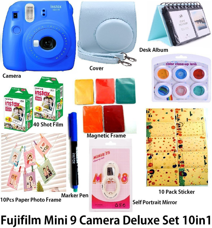 Fujifilm Instax Instax Mini 9 Deluxe Camera Bundle 10 in 1- Cobalt Blue Instant Camera(Blue)
