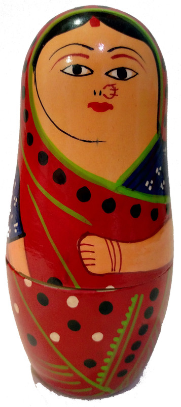 Crafts India Hand crafted and painted Indian Lady Staking toy 4 pcs -(Multicolor)