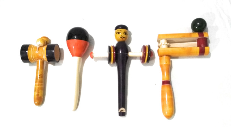 Crafts India Hand Crafted Wooden Classic Rattle set 4 pcs -$ Rattle(Multicolor)