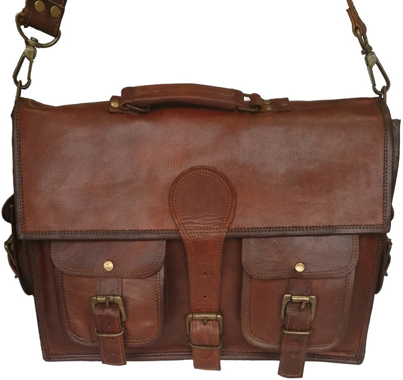The Artists Creation New Collection Real Leather Office Business Laptop Vintage Bag Medium Briefcase - For Men(Brown)