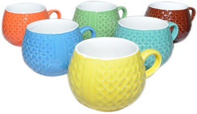 amazecart Stoneware Tea Cups, 120 ml, Set of 6 by Amazecart Stoneware(Multicolor, Pack of 6)