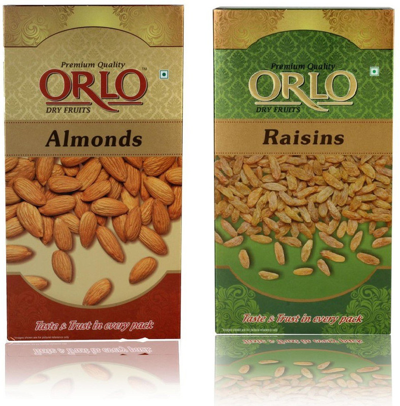 Orlo ALMONDS & RAISINS 200g each Assorted Nuts(2 x 200 g)