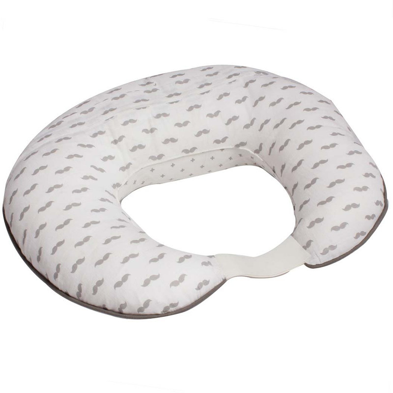 Bacati Moustache Feeding/Nursing Pillow Pack of 1(Grey)