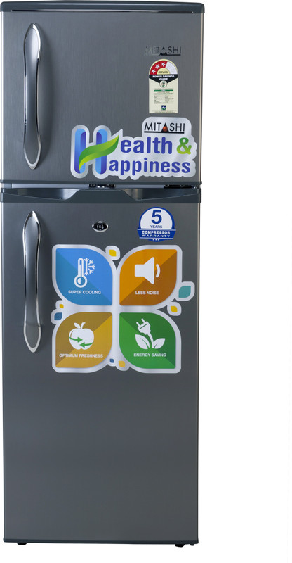 Mitashi 145 L Direct Cool Double Door 3 Star Refrigerator(Silver, MiRFDDS145V15)