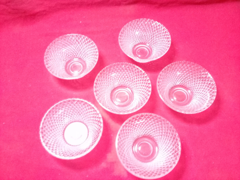 sellersindiya crystal cutted glass desert bowls set of 6 Crystal Dessert Bowl(Clear, Pack of 6)
