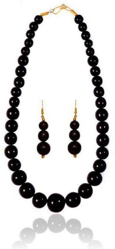 renaissance traders black mala Pearl Platinum Plated Shell Chain Set