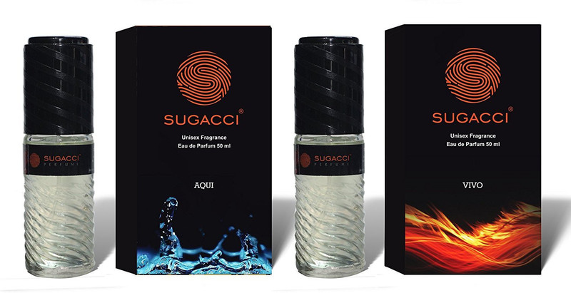 sugacci Stylish & Attractive Unisex Perfume Bottles with International Fragrances of AQUI And VIVO- Combo Pack- 50ml x 2 - Eau de Parfum  -  100 ml(For Men & Women)